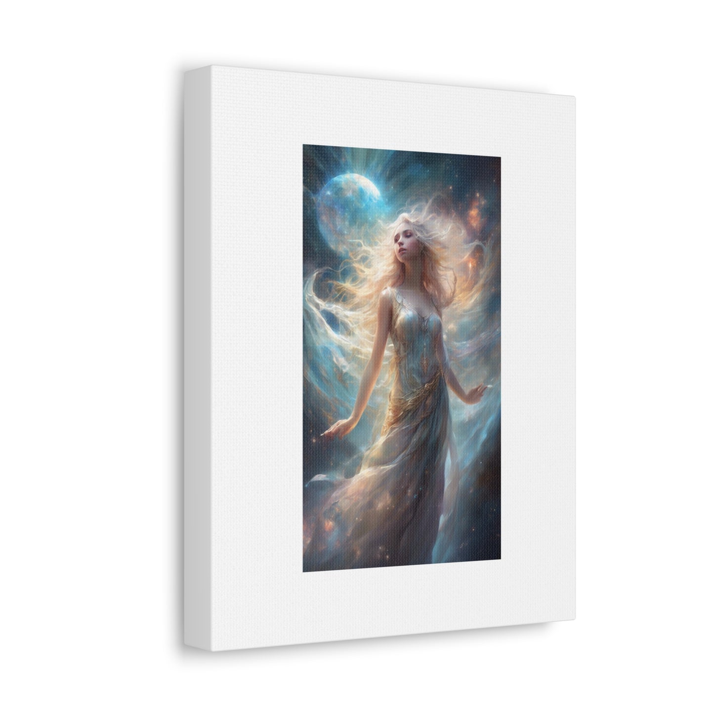 Moonlit Celestial Maiden Fantasy Portrait Canvas