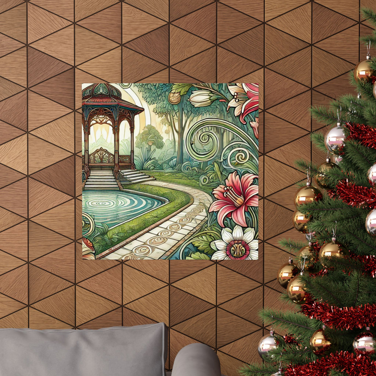 Botanical Gazebo Garden Art Nouveau Wall Art Poster