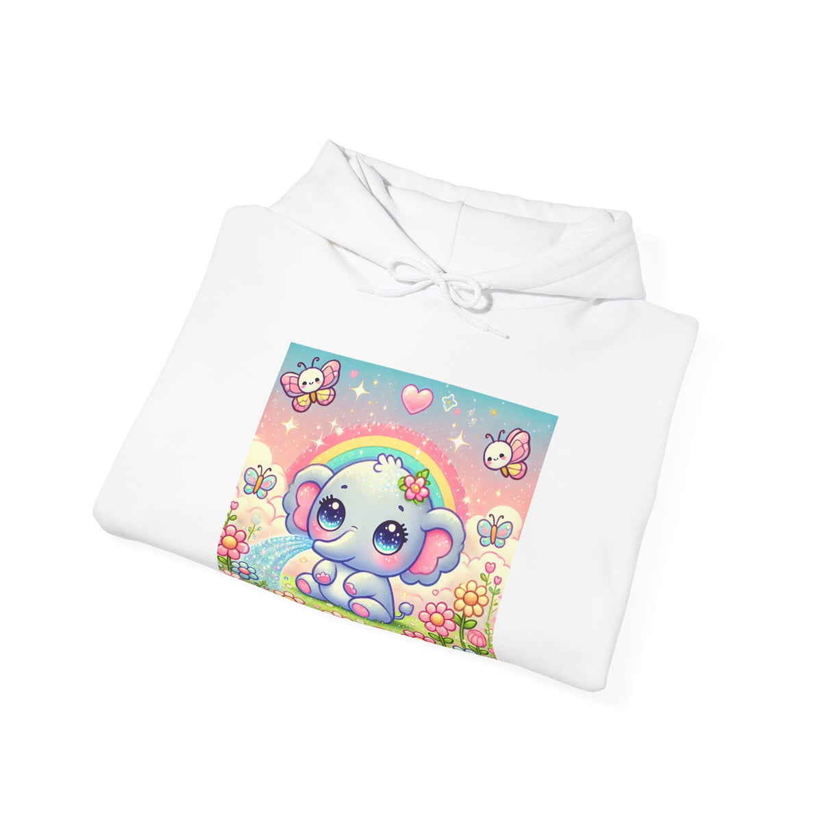 Pastel Rainbow Baby Elephant Floral Hoodie