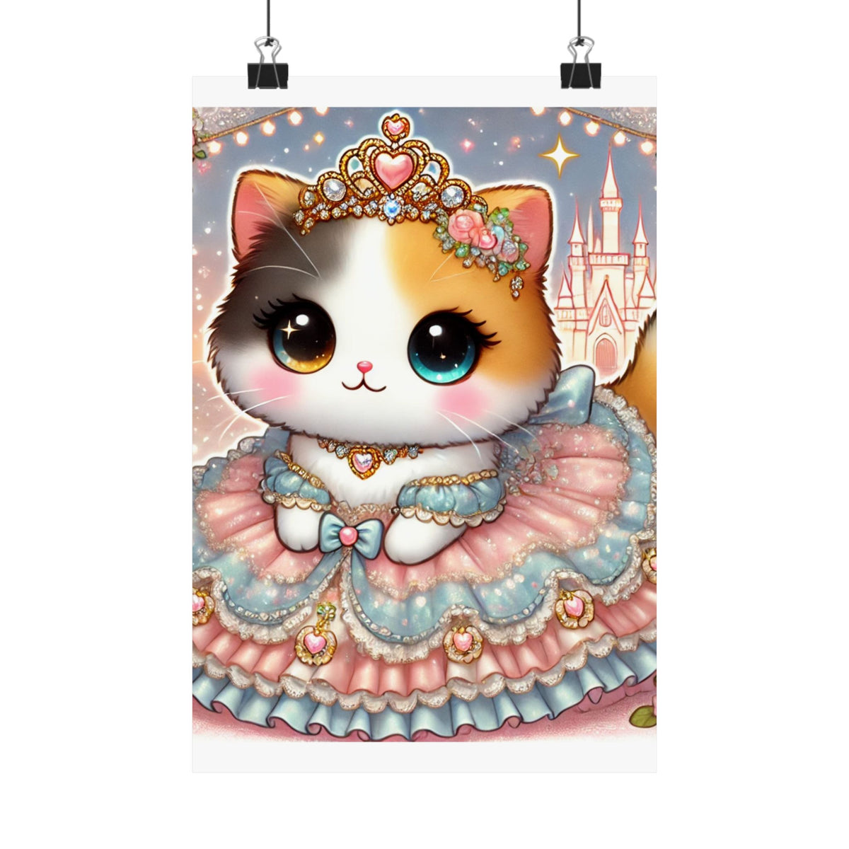 Pastel Princess Calico Cat Fantasy Wall Art Poster