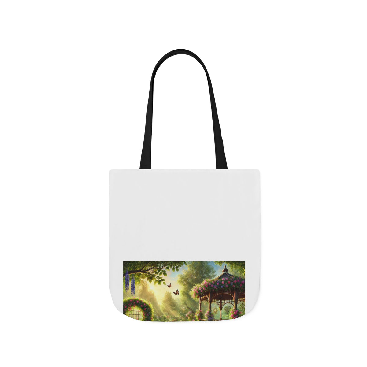 Sunlit Rose Gazebo Cottage Garden Canvas Tote Bag