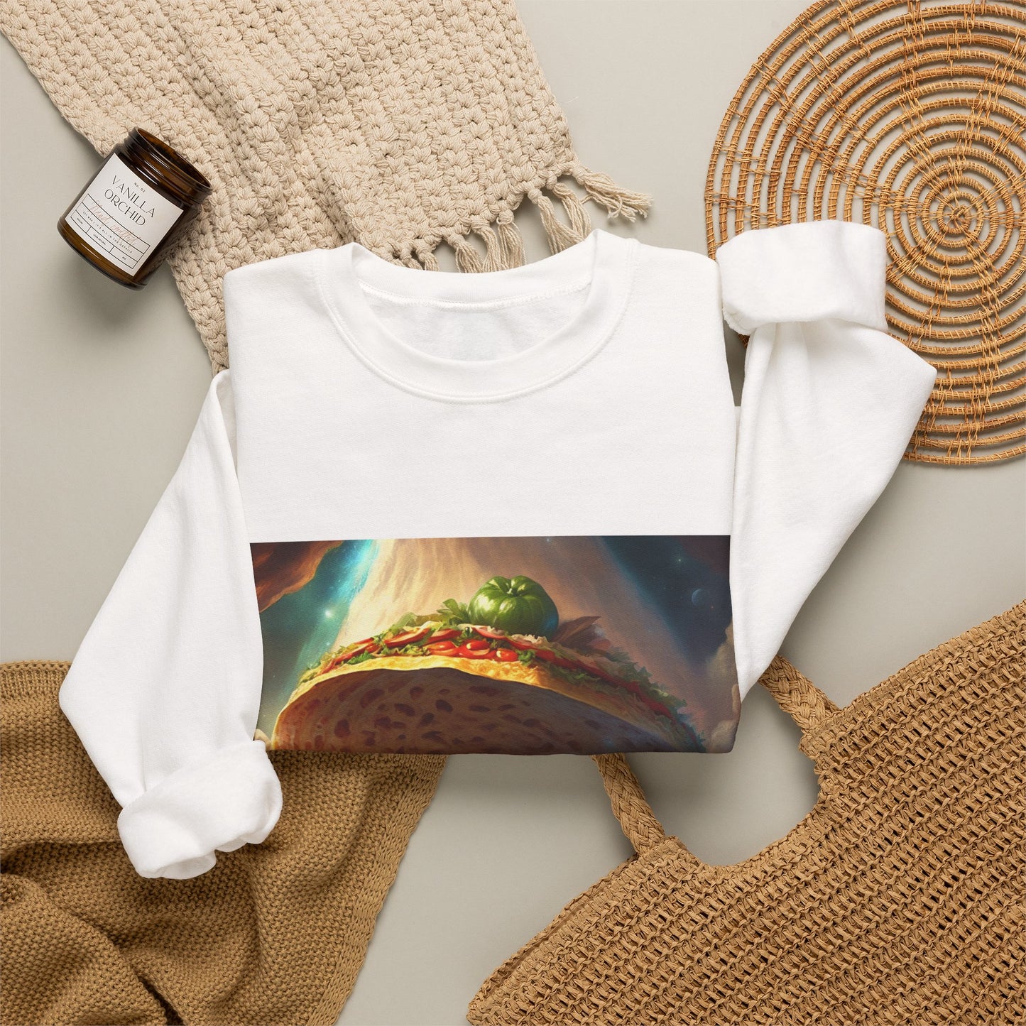 Cosmic Taco UFO Surreal Food Fantasy Art Sweatshirt