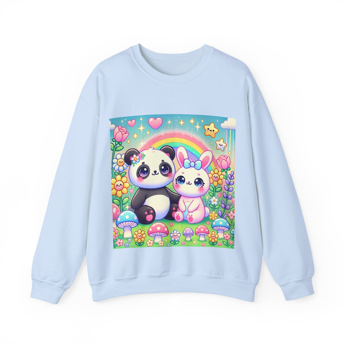 Pastel Panda and Bunny Rainbow Garden Sweatshirt