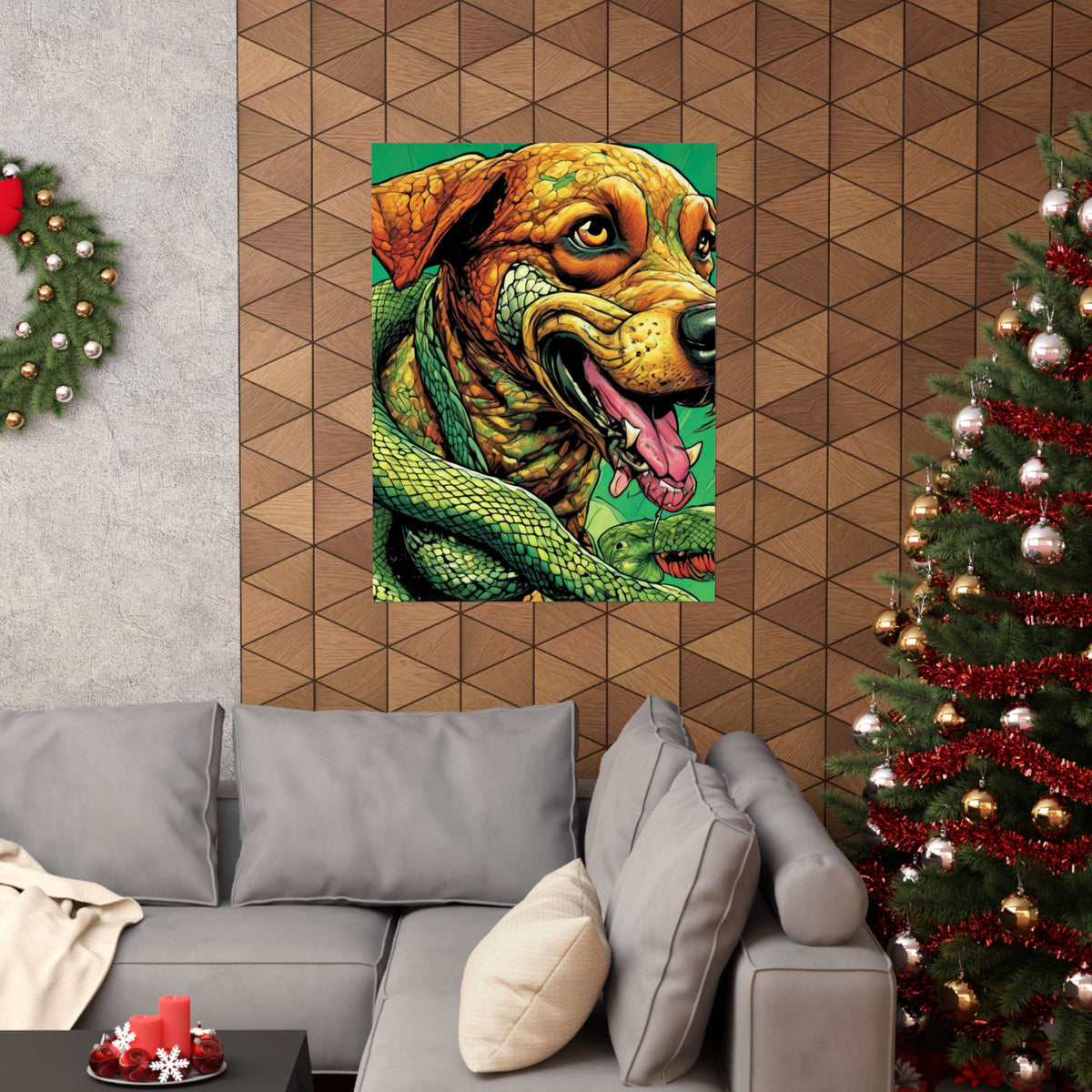 Serpent Guardian Dog Bold Fantasy Creature Art Poster