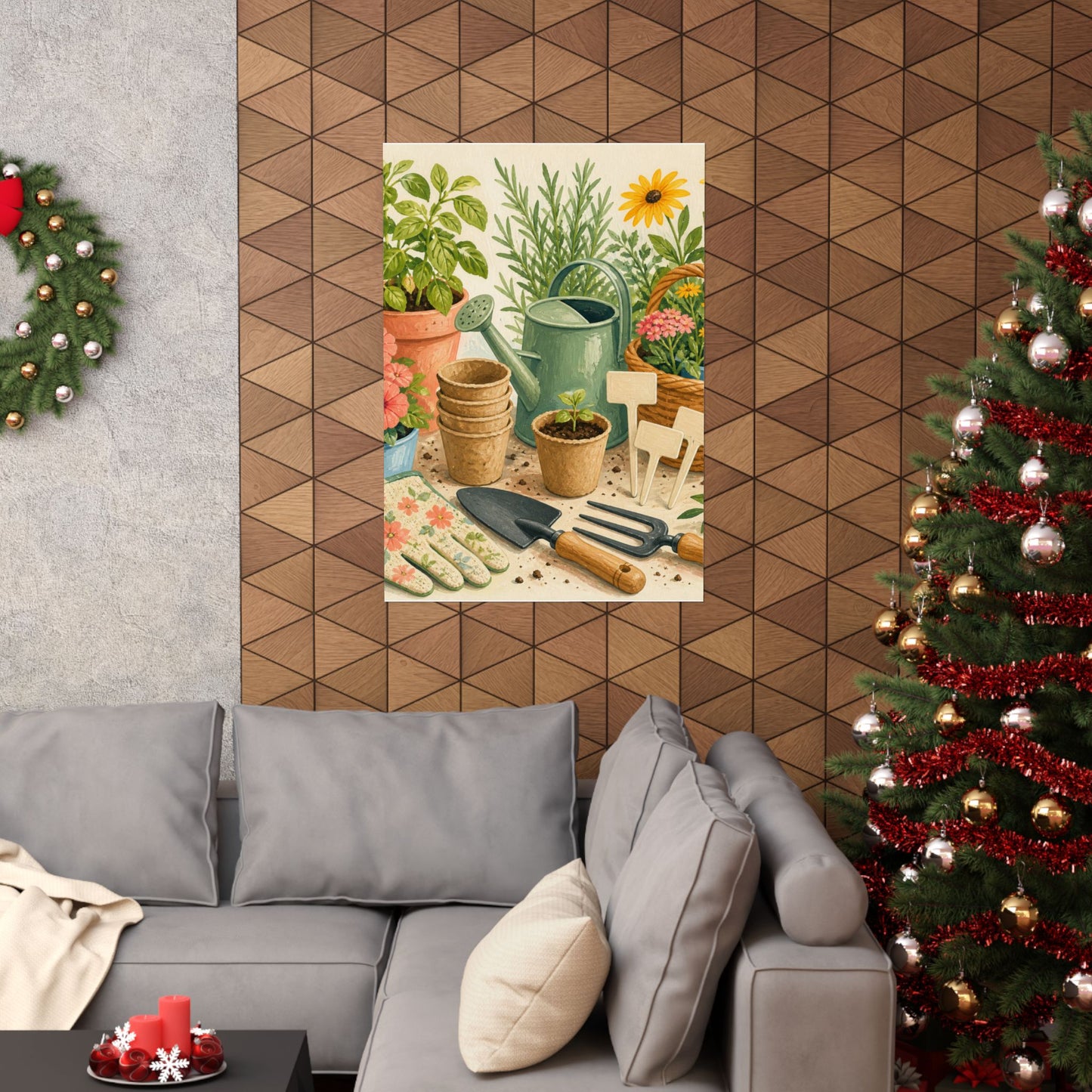 Colorful Gardening Tools and Flowers Hobby Poster