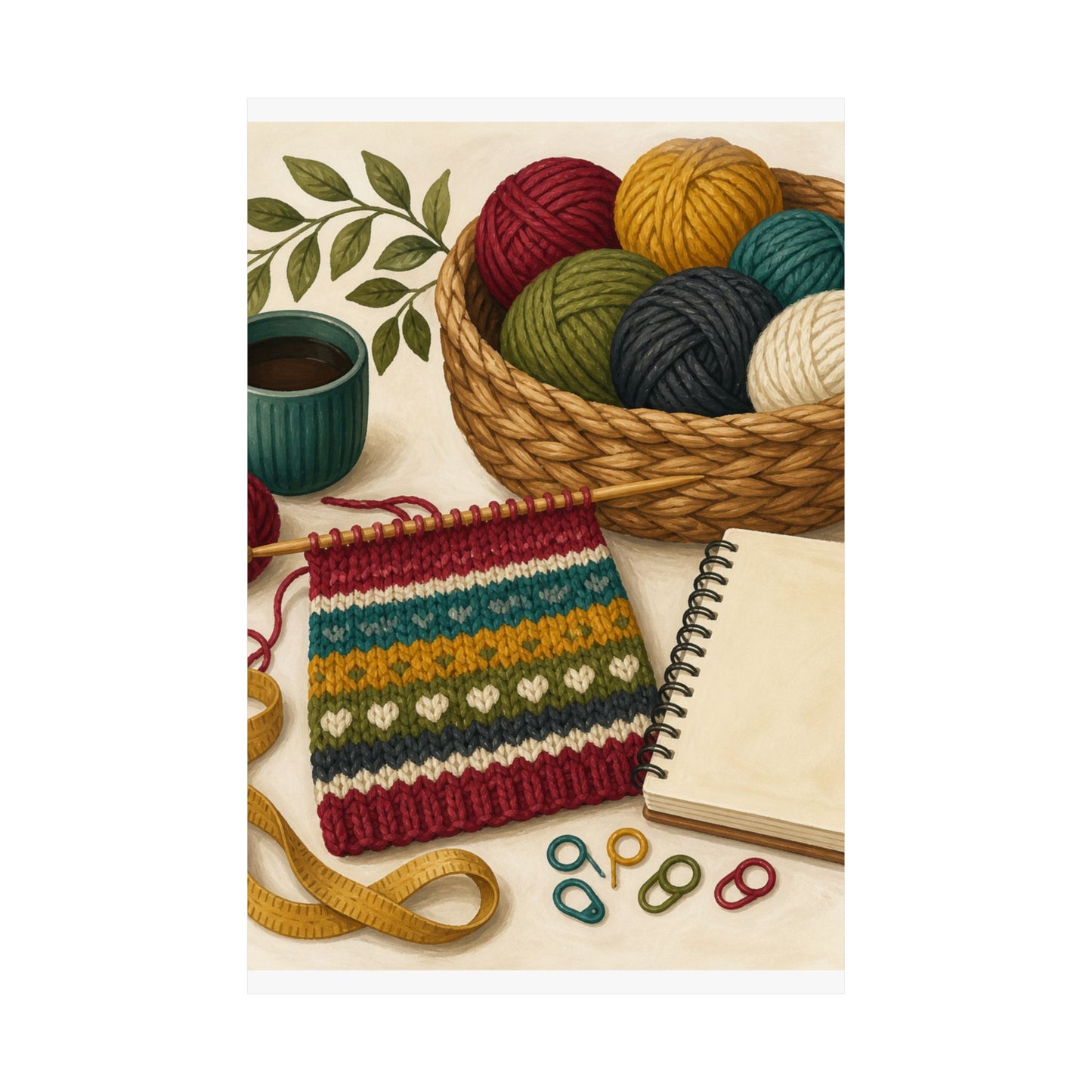 Cozy Knitting and Yarn Hobby Art Poster