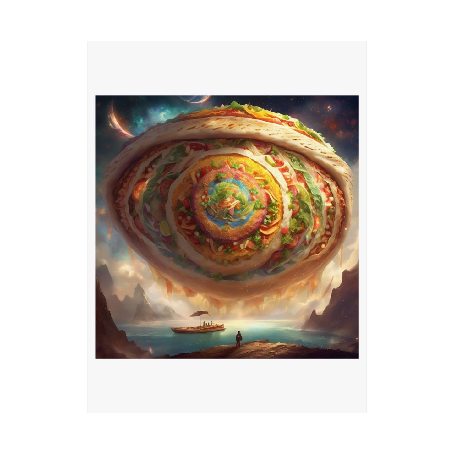 Cosmic Taco Portal Surreal Food Fantasy Art Poster