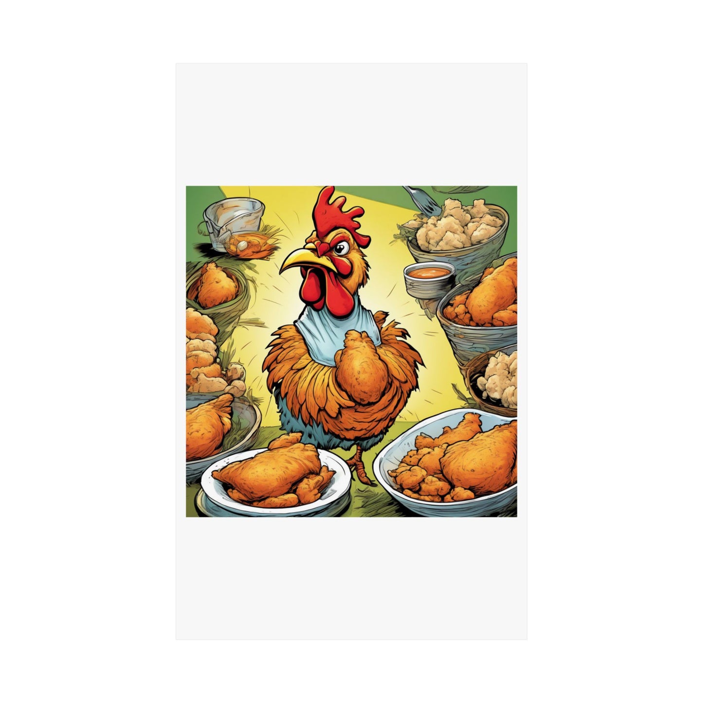 Funny Chicken Fried Food Comfort Food Art Poster