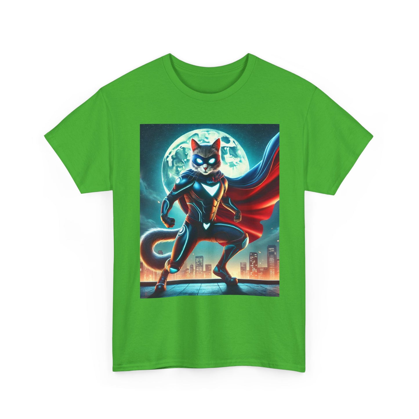 Superhero Cat T-Shirt Funny Graphic Tee with Cool Comic Style Design, Soft Cotton Casual Shirt Cat Lovers, Men, Women & Kids