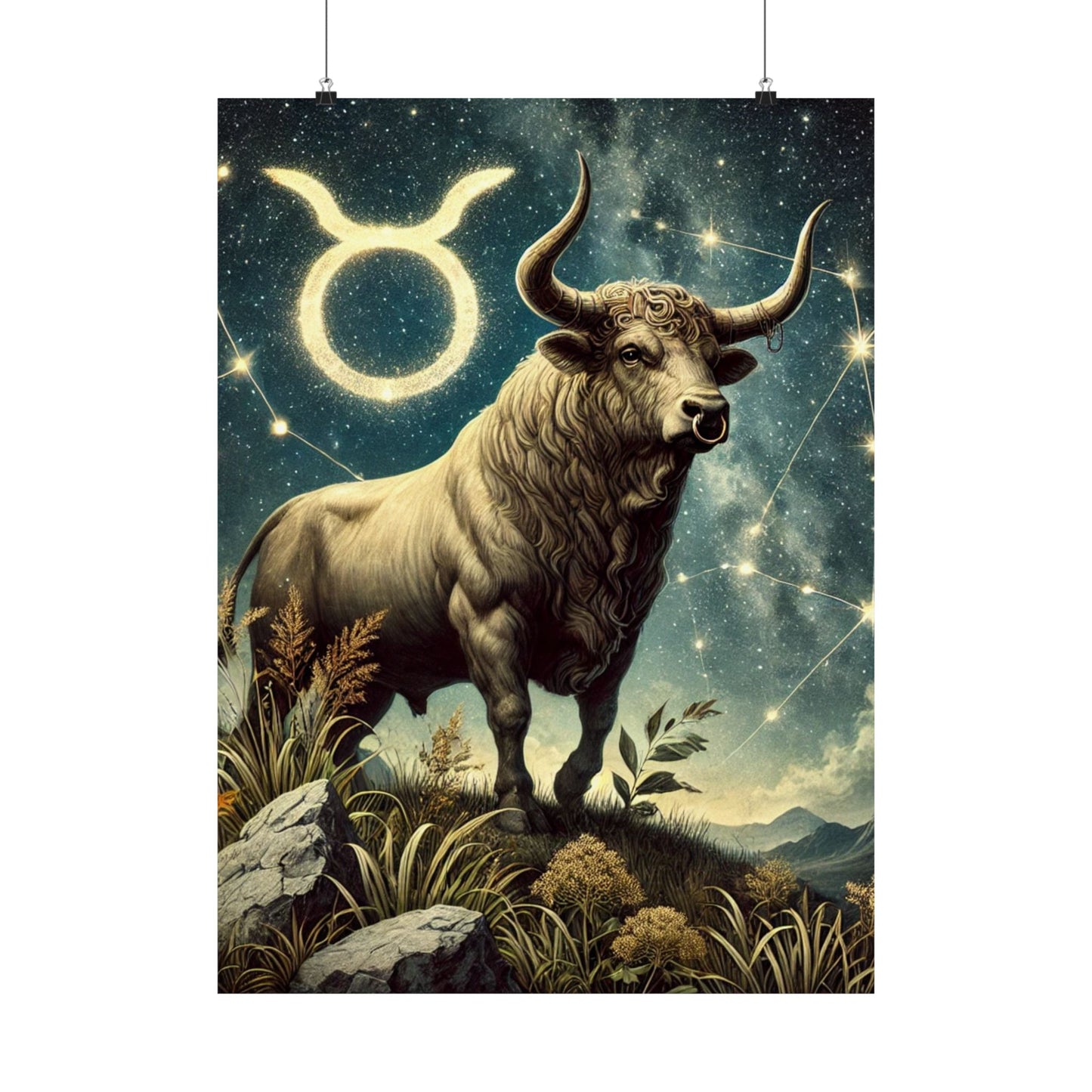 Taurus Bull Constellation Celestial Wall Art Poster