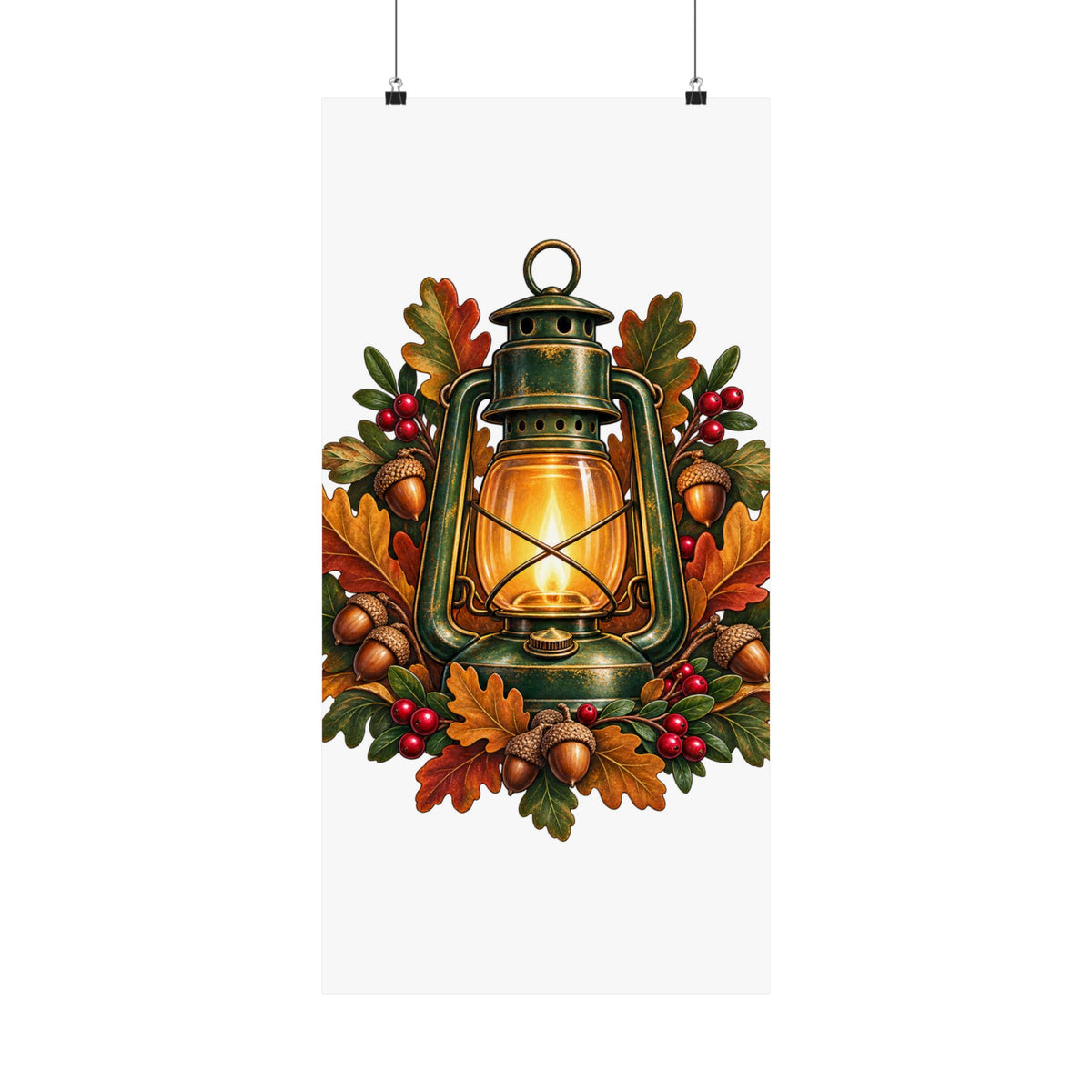 Autumn Oak Lantern and Acorns Poster