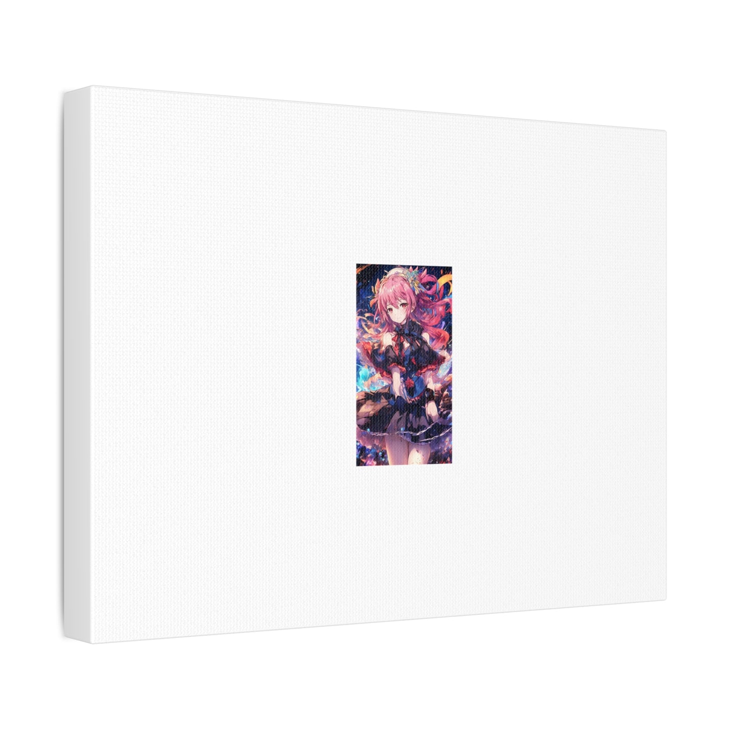 Pink Haired Fantasy Heroine Anime Portrait Canvas Wall Art