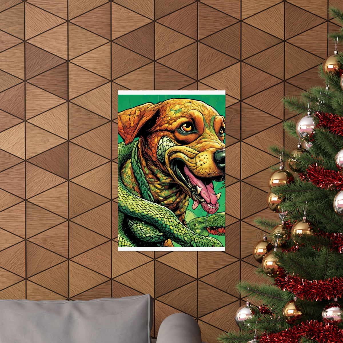 Serpent Guardian Dog Bold Fantasy Creature Art Poster