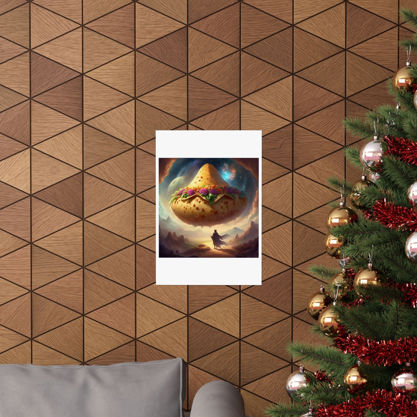 Cosmic Taco Planetoid Surreal Food Fantasy Art Poster