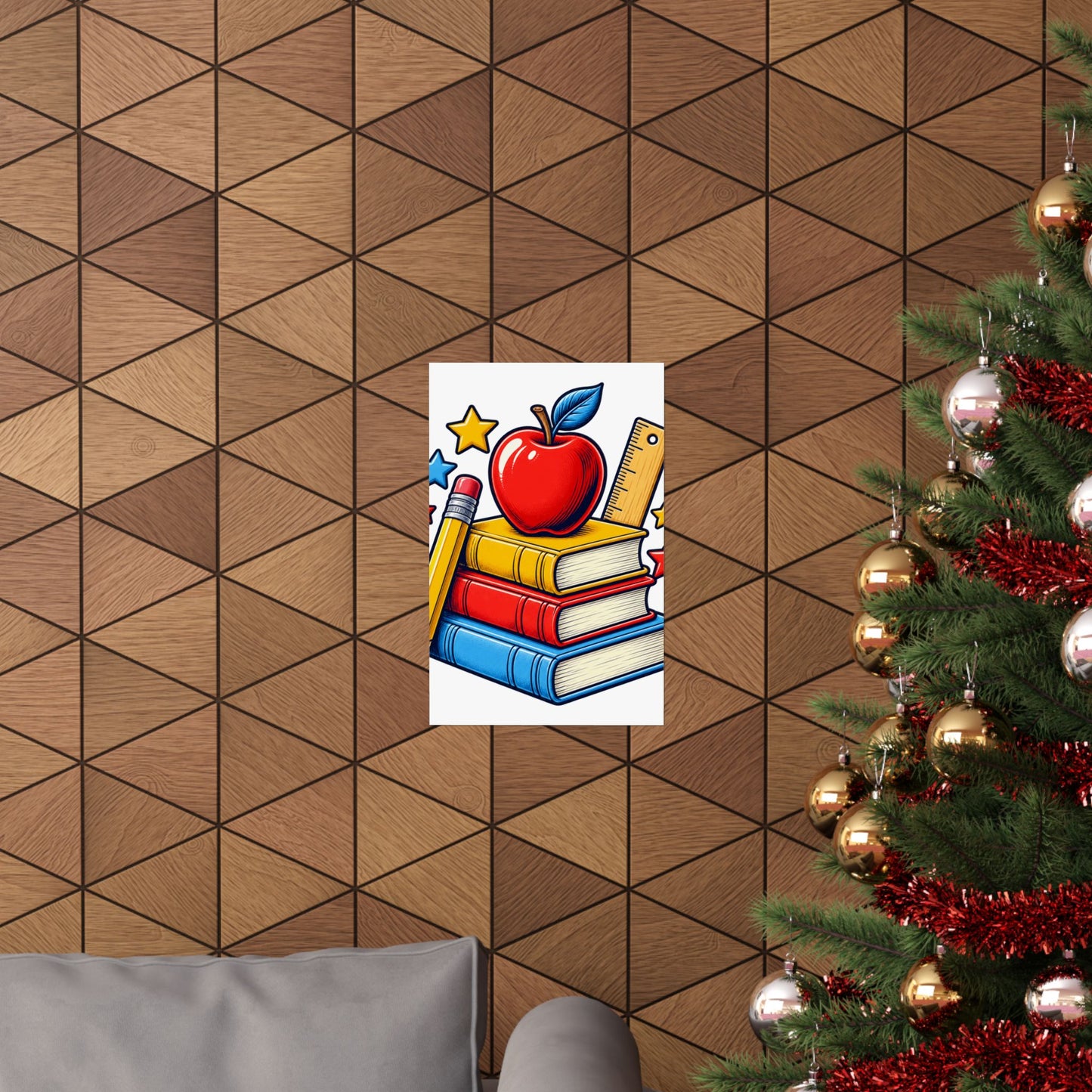 Retro School Books Apple Teacher Appreciation Art Poster