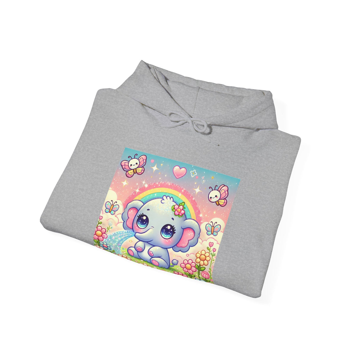 Pastel Rainbow Baby Elephant Floral Hoodie