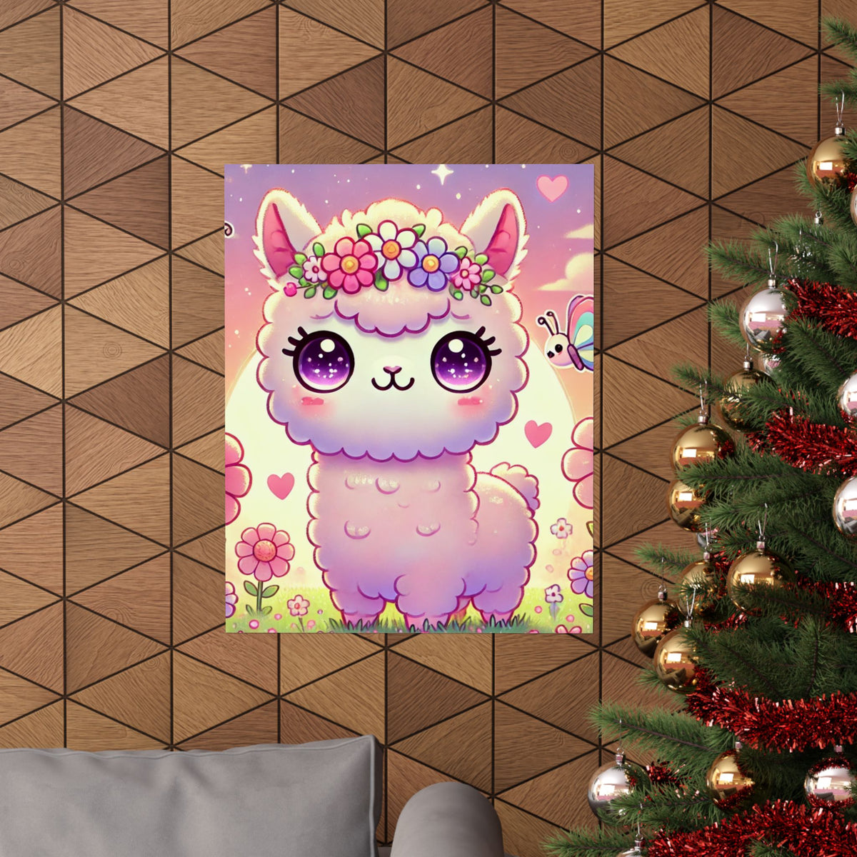 Pastel Floral Alpaca Garden Kawaii Wall Art Poster