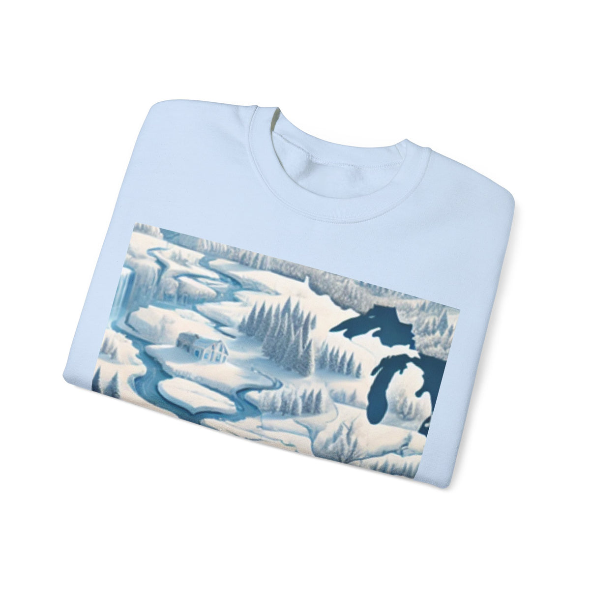 Winter USA Dreamscape Snowy Map Crew Sweatshirt Travel Gift