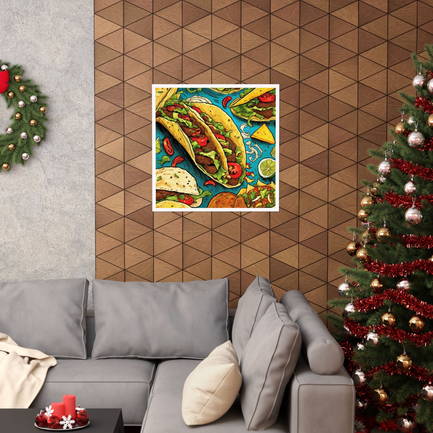 Taco Party Pattern Foodie Gift Art Poster