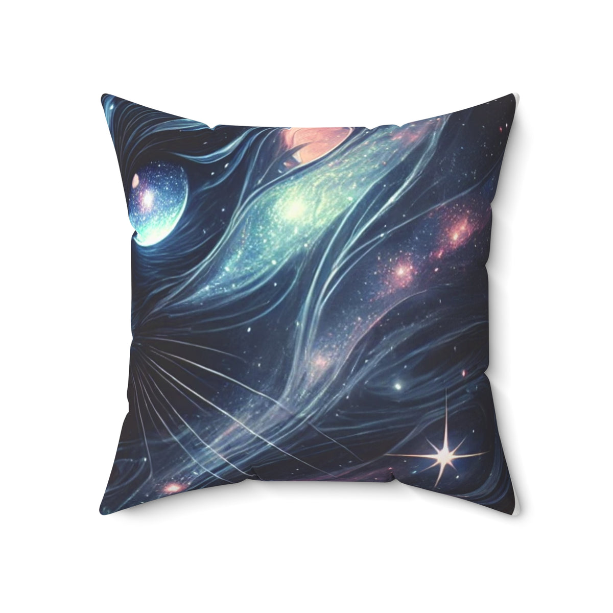 Cosmic Black Cat Galaxy Celestial Decorative Pillow