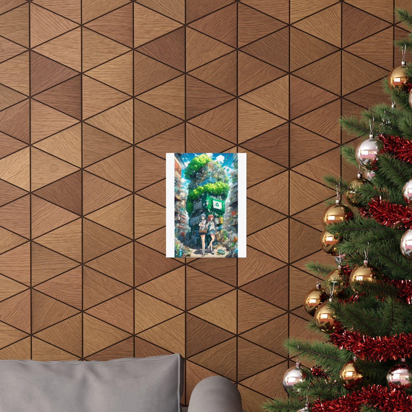 Urban Recycling Anime Friends Green City Wall Poster