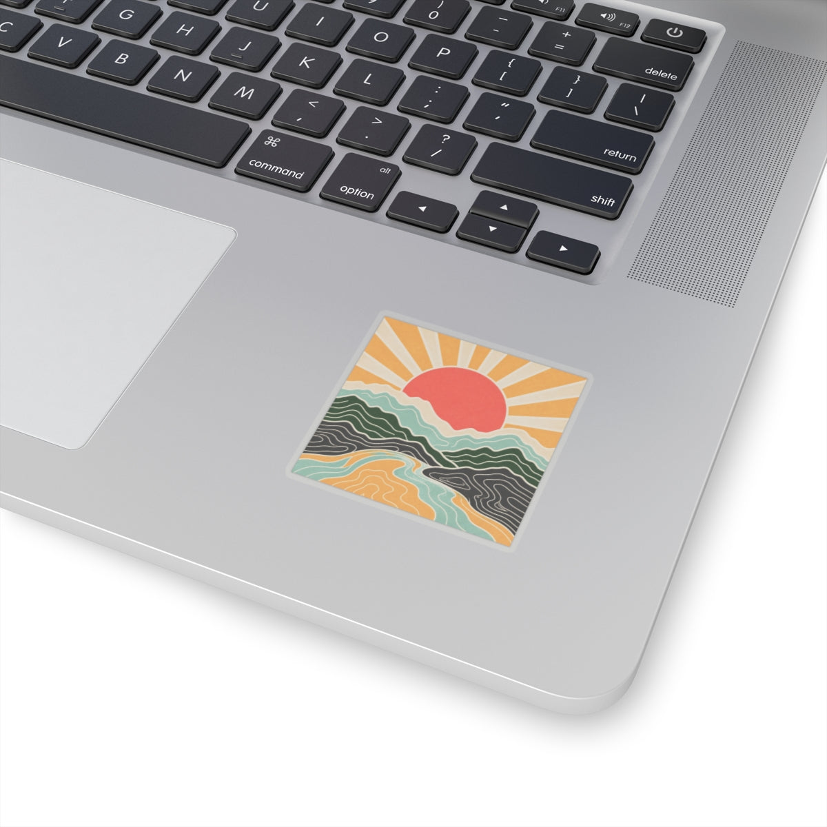 Topographic Sunrise Abstract Mountain Adventure Sticker