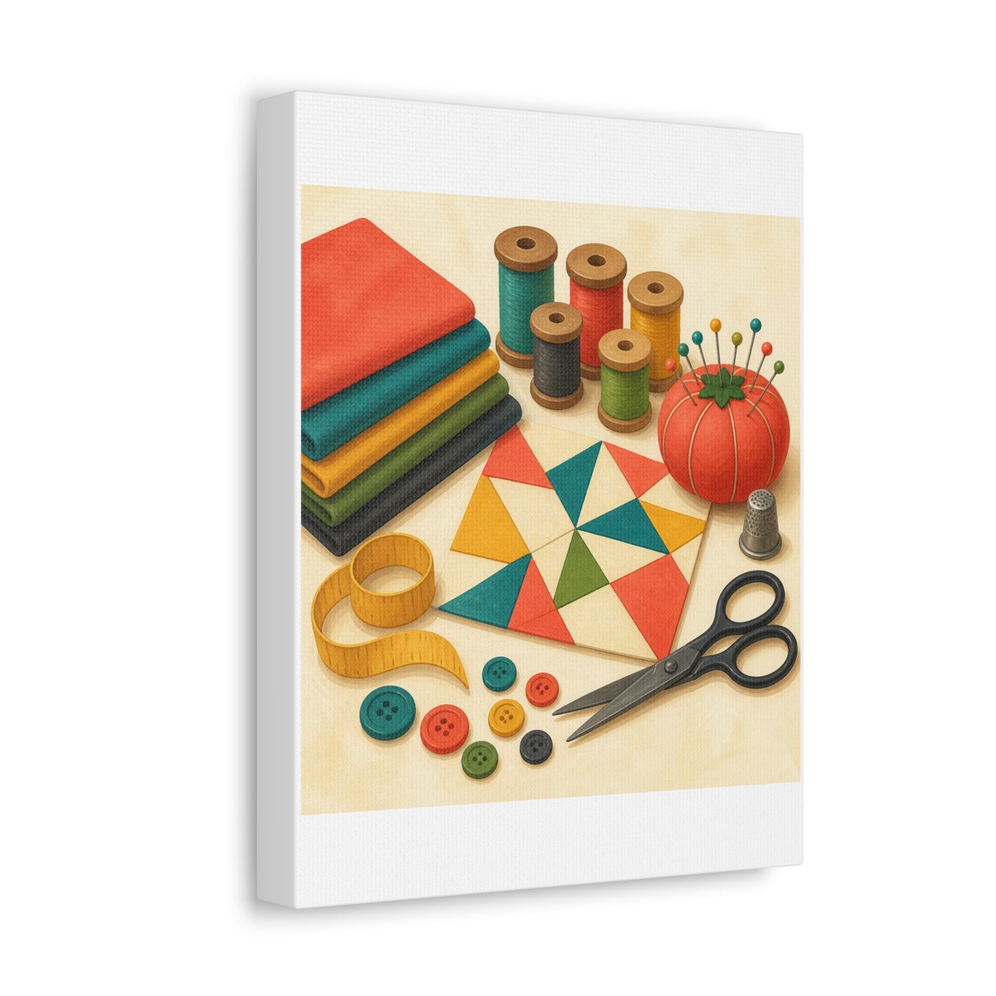 Colorful Sewing and Quilting Hobby Canvas Art