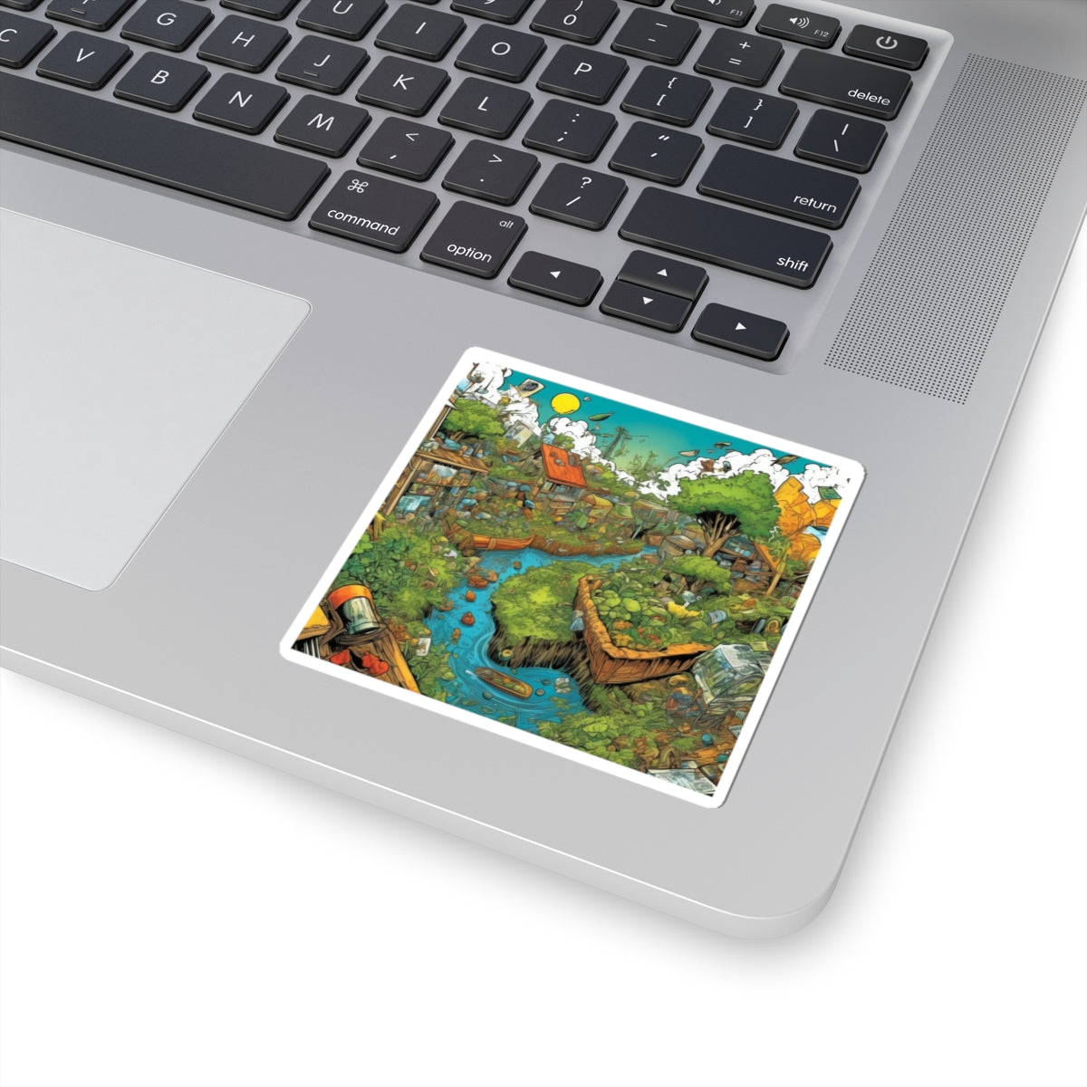 Whimsical Garden Stream Nature Gift Art Sticker