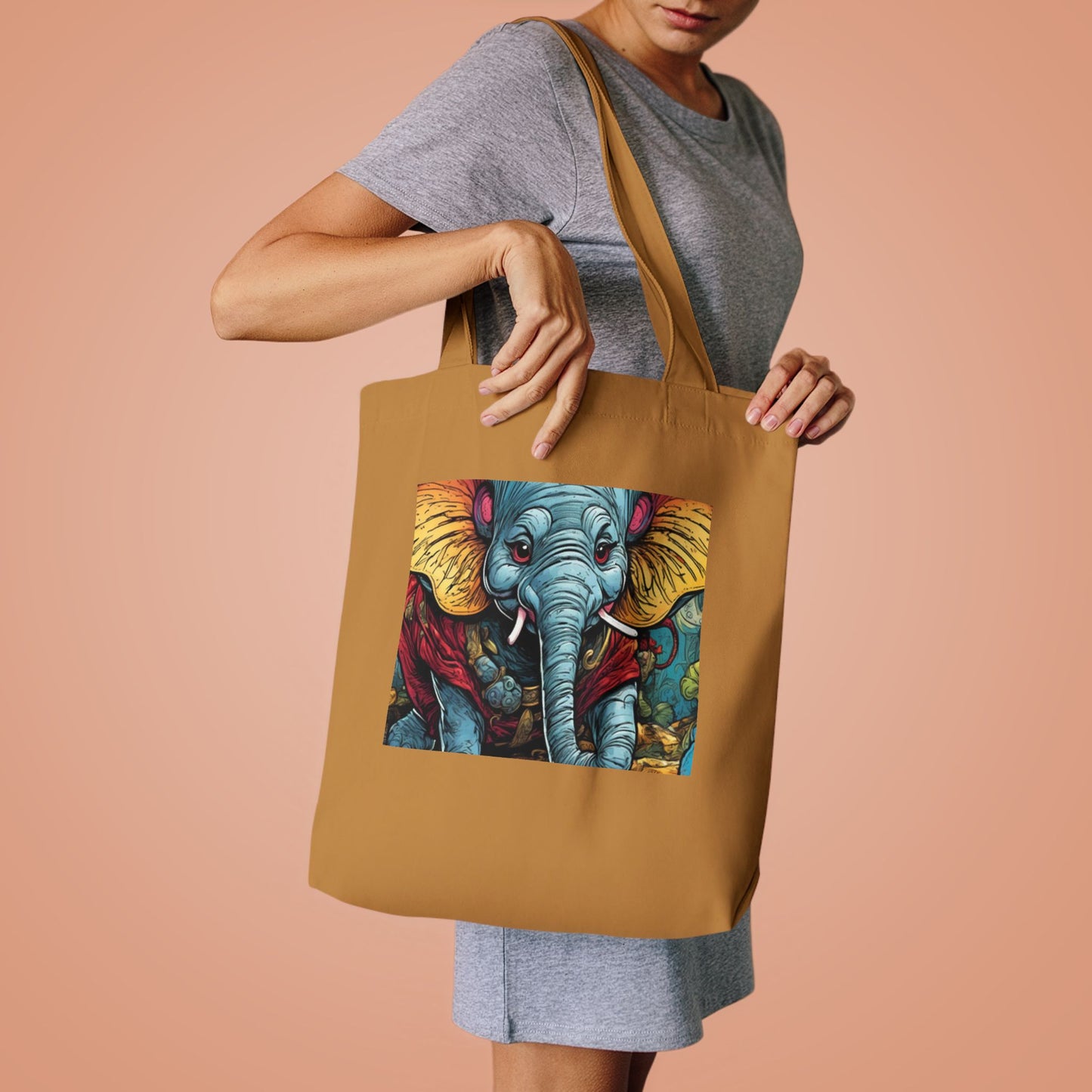 Colorful Elephant Garden Parade Animal Art Tote Bag for Gifts