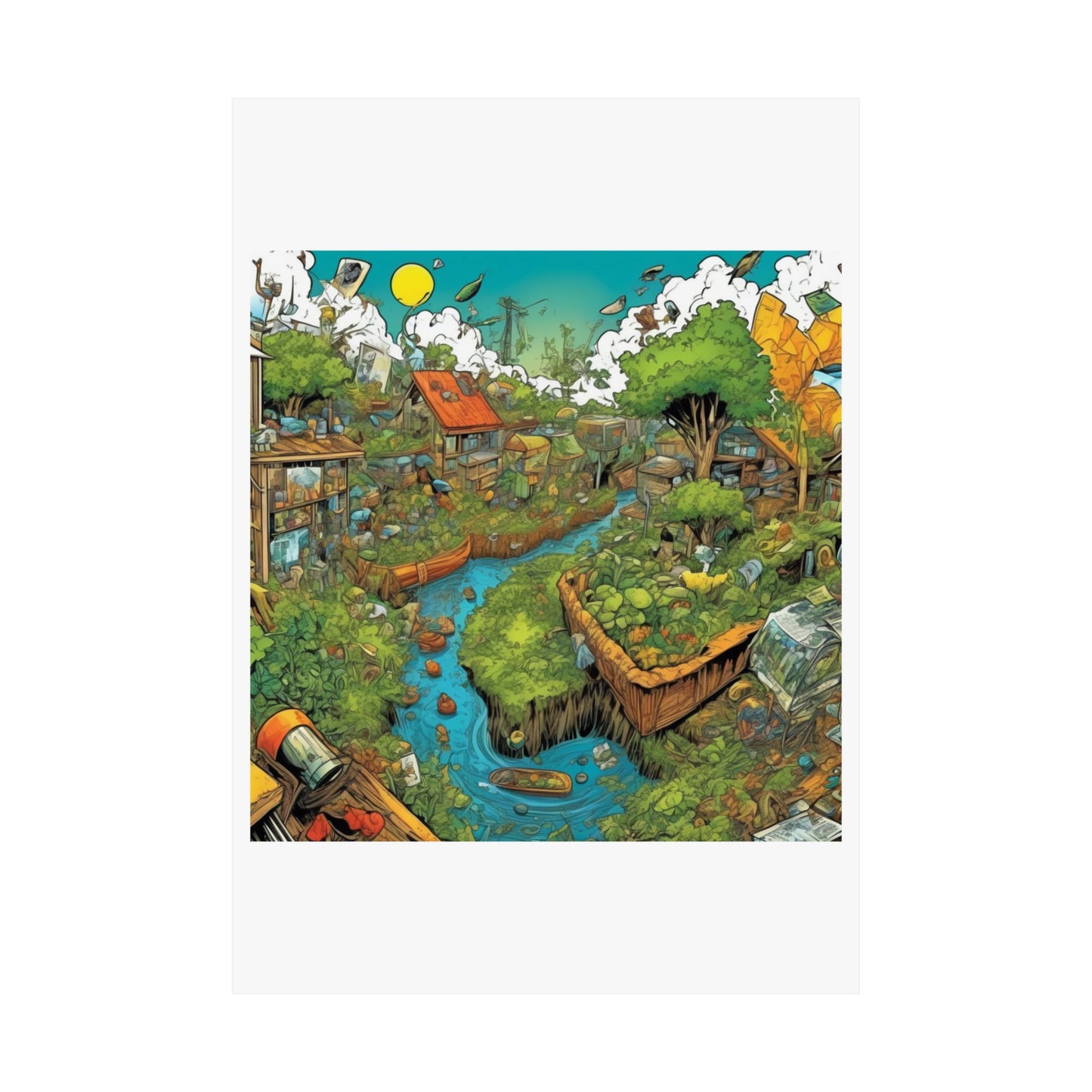 Whimsical Garden Stream Nature Gift Art Poster