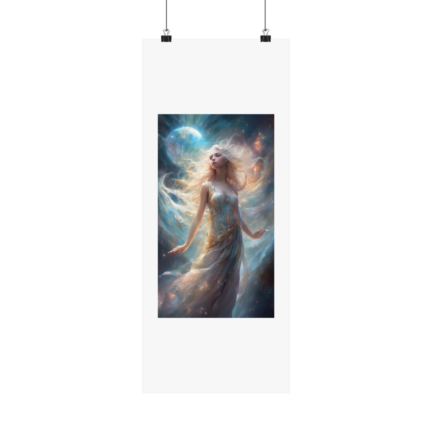 Moonlit Celestial Maiden Fantasy Portrait Poster
