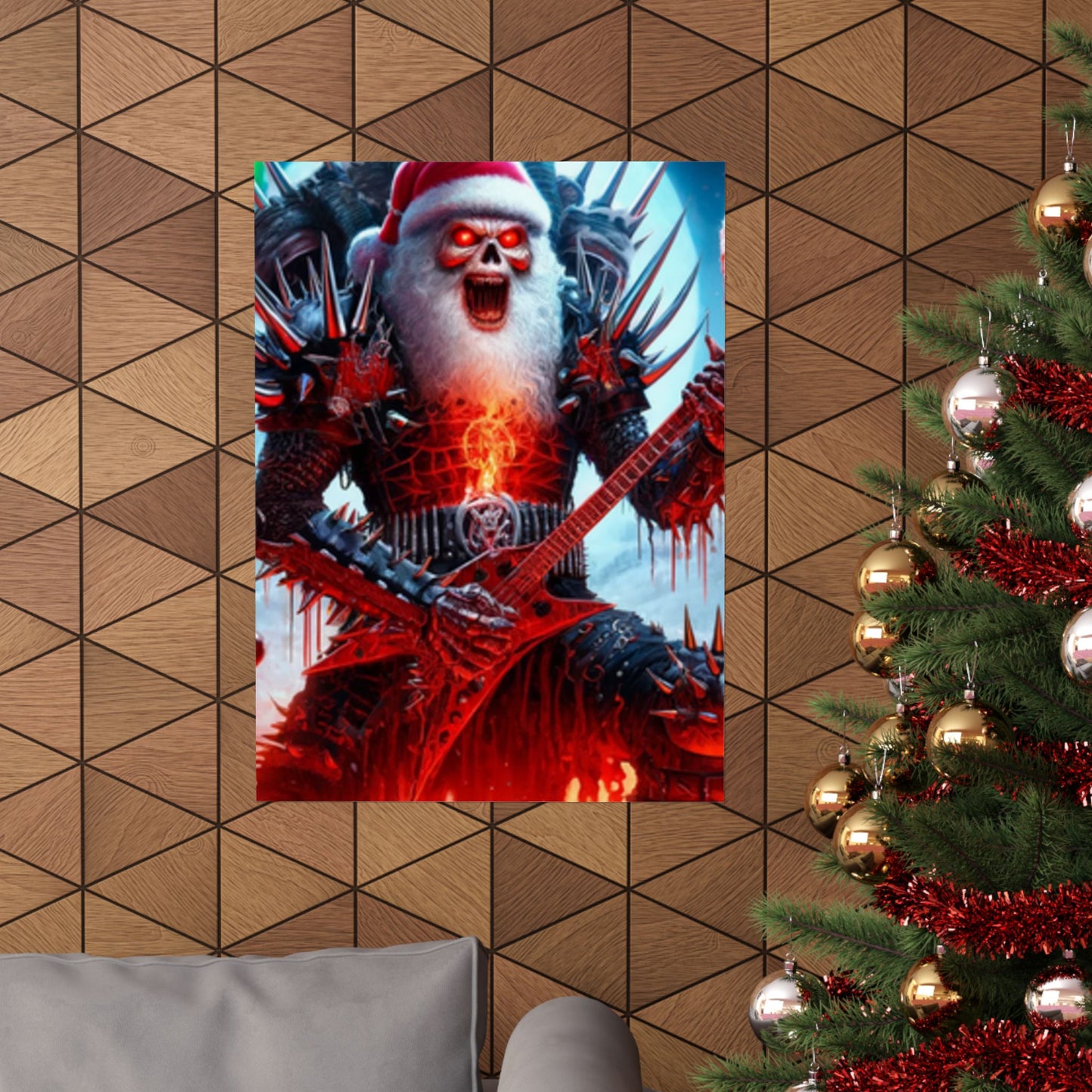 Heavy Metal Santa Holiday Concert Music Room Poster
