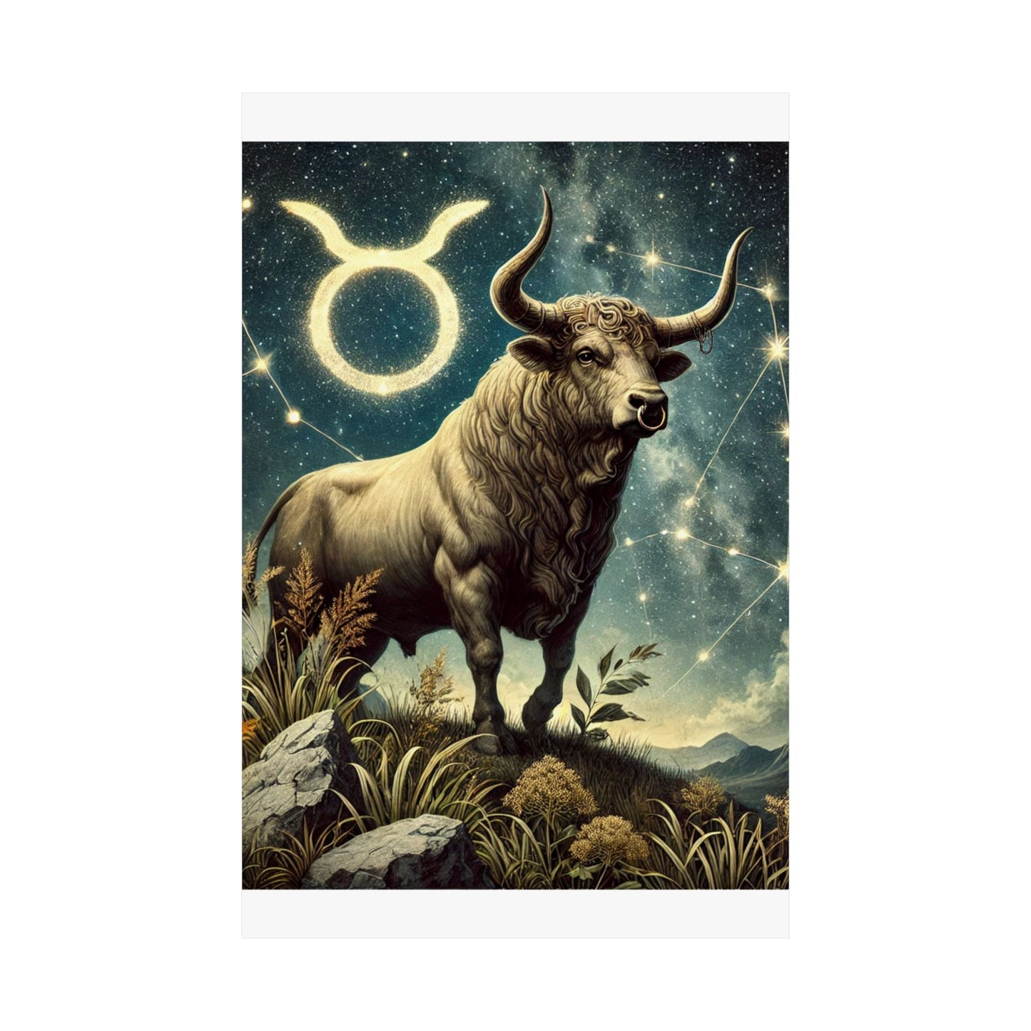 Taurus Bull Constellation Celestial Wall Art Poster
