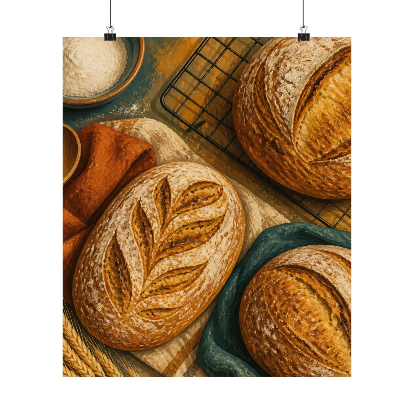 Artisan Bread Baking Still Life Poster