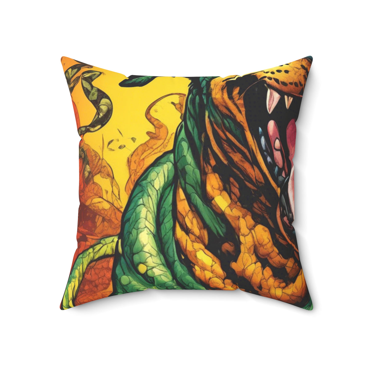 Surreal Serpent Hound Dark Fantasy Decorative Pillow