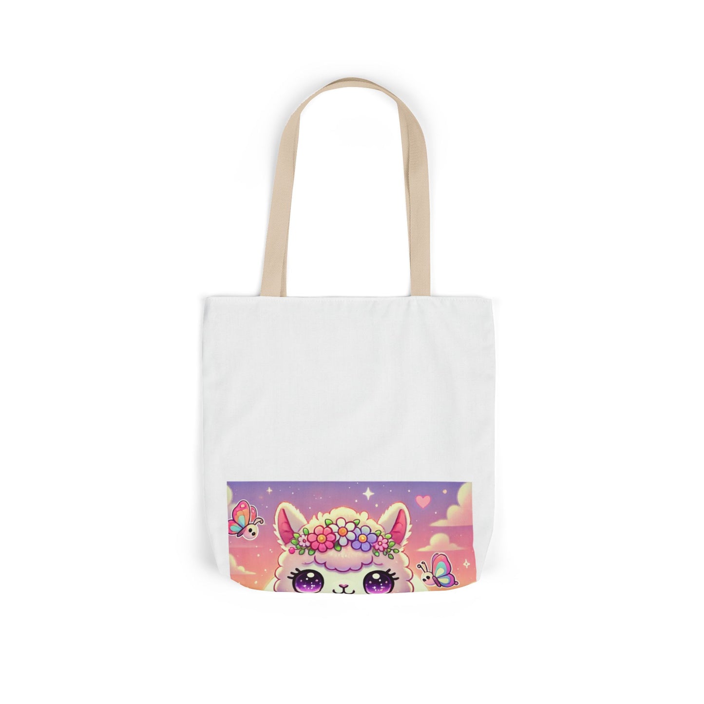 Pastel Floral Alpaca Garden Kawaii Canvas Tote Bag