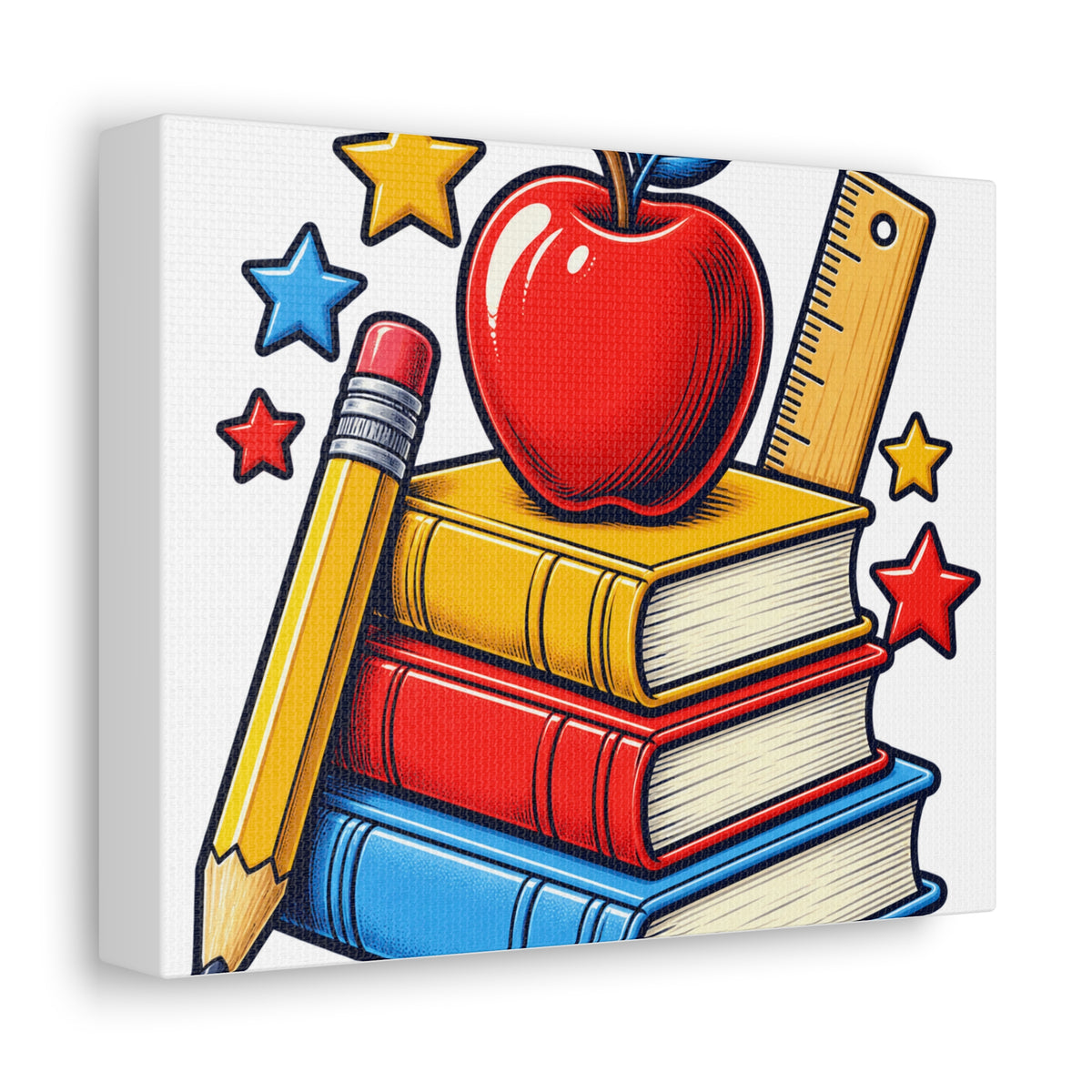Retro School Books Apple Teacher Appreciation Canvas Art