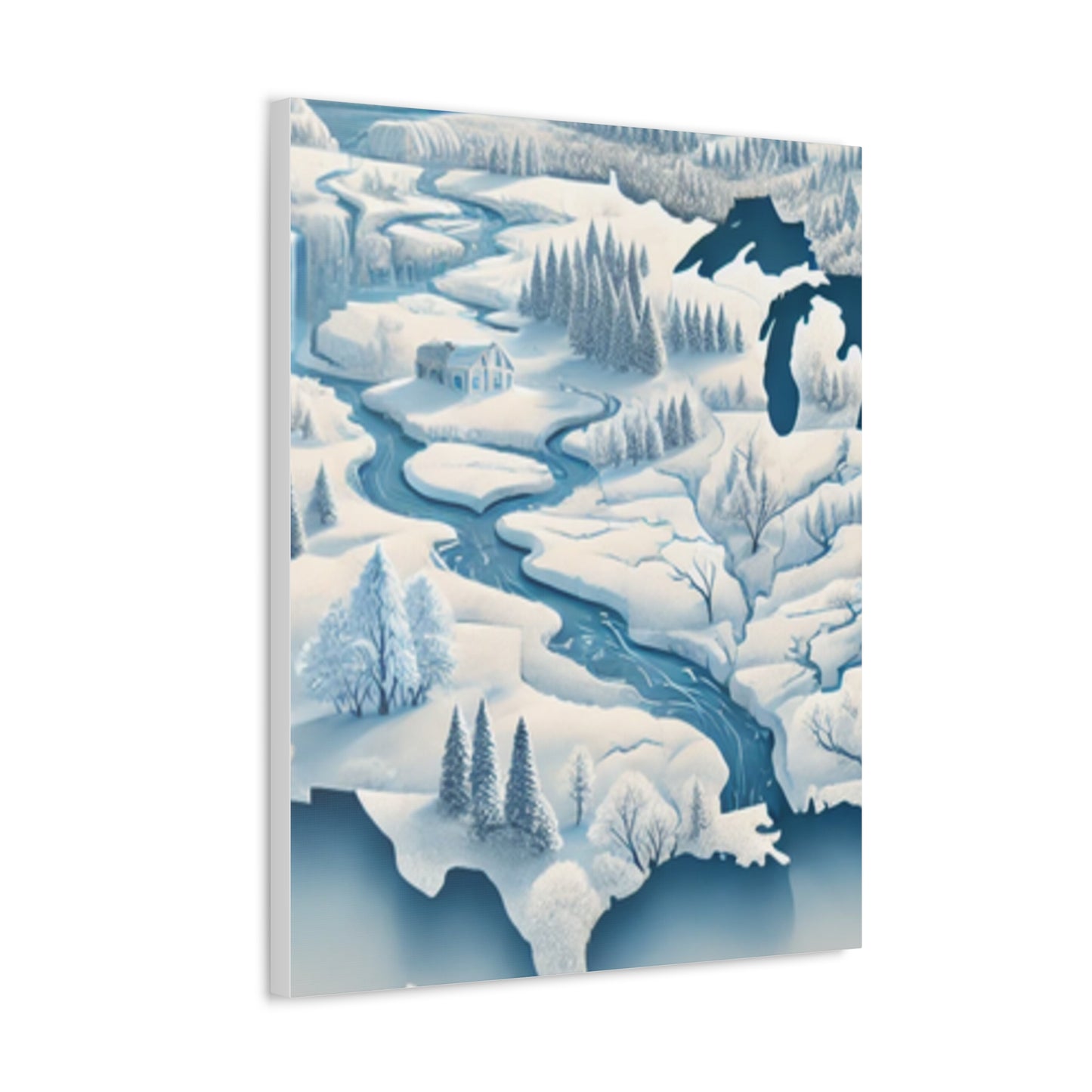 Winter USA Dreamscape Snowy Map Canvas Wall Art Travel Gift