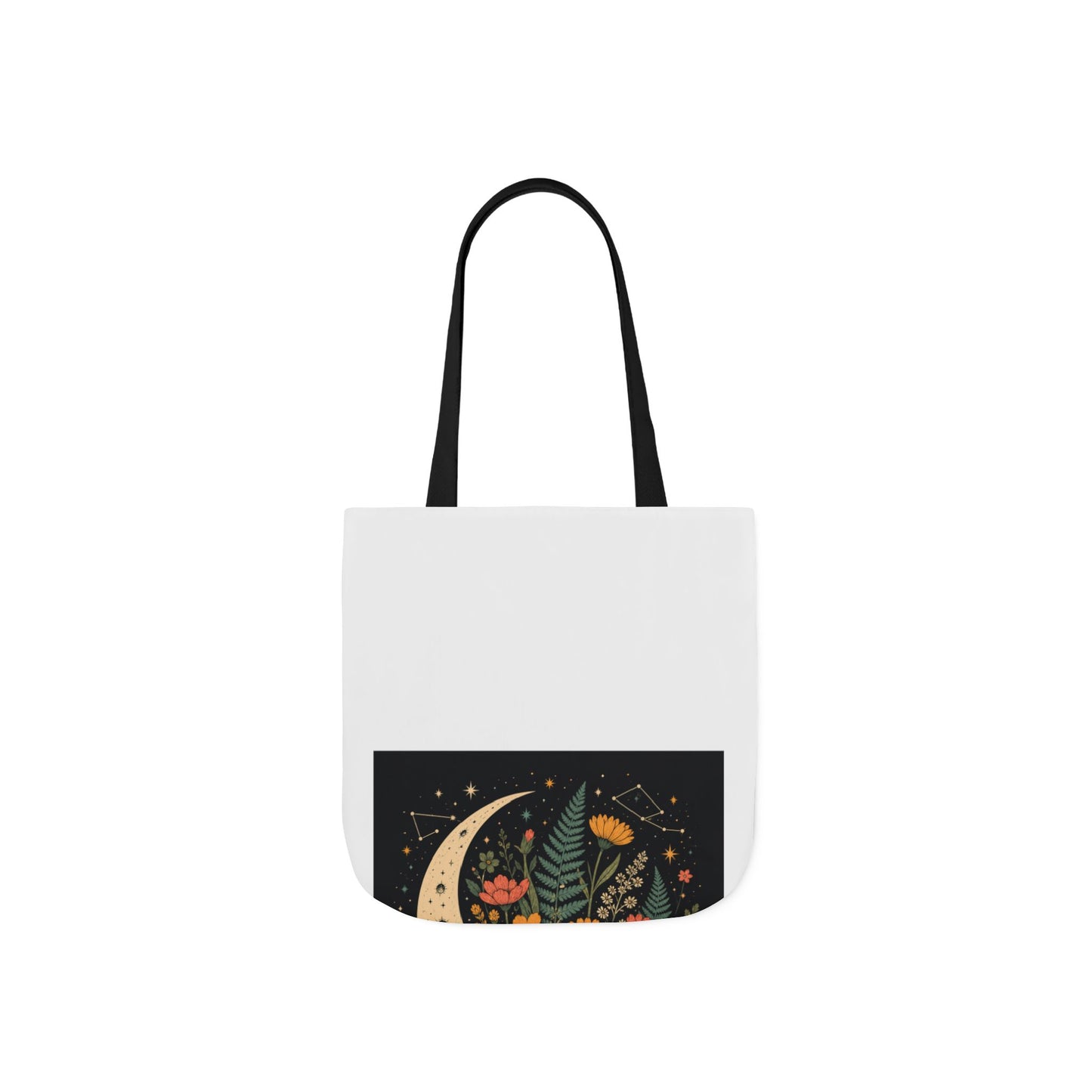 Celestial Wildflower Crescent Moon Botanical Tote Bag