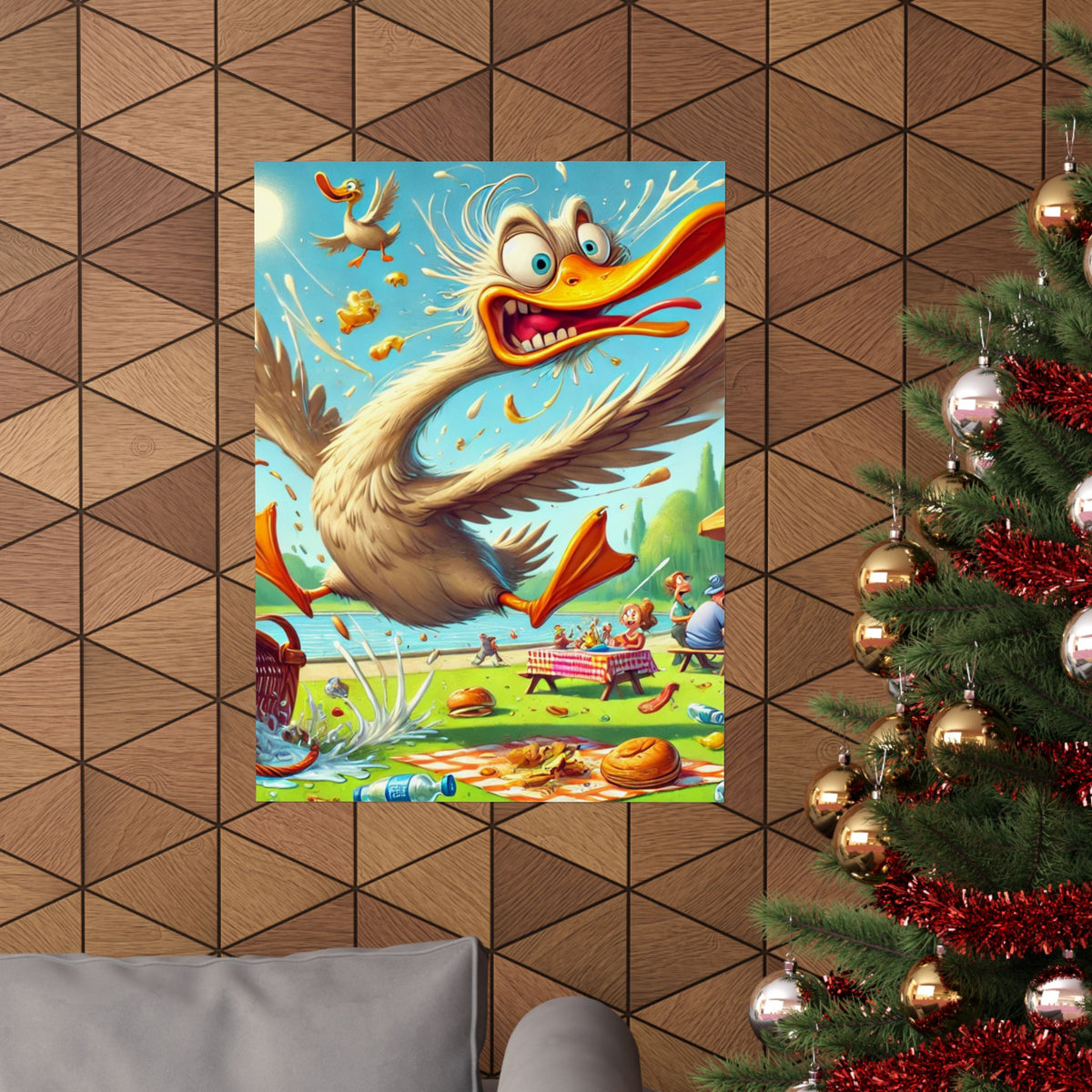 Chaotic Picnic Duck Funny Summer Wall Art Poster
