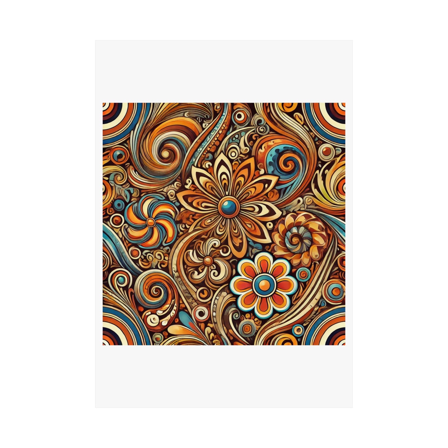 Ornate Abstract Floral Paisley Pattern Poster