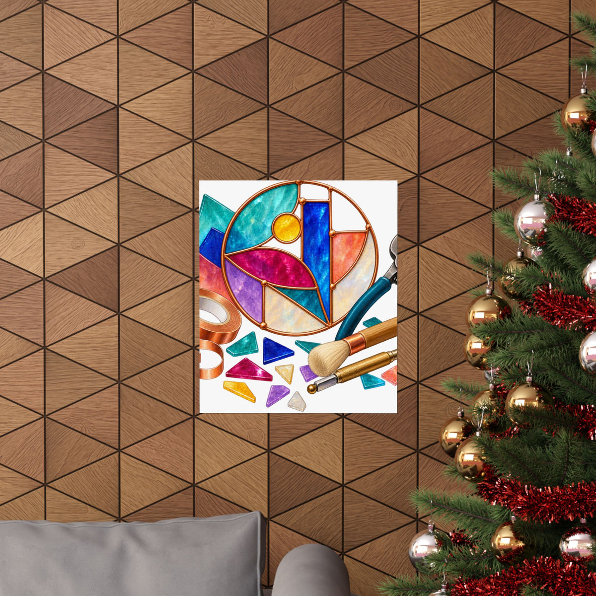 Abstract Stained Glass Suncatcher Workshop Poster