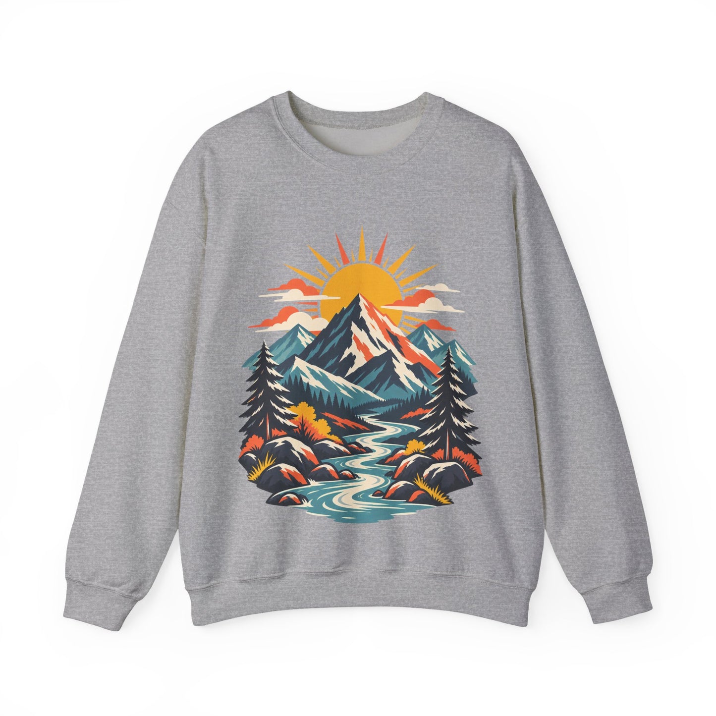 Alpine Sunrise River Mountain Adventure Sweatshirt