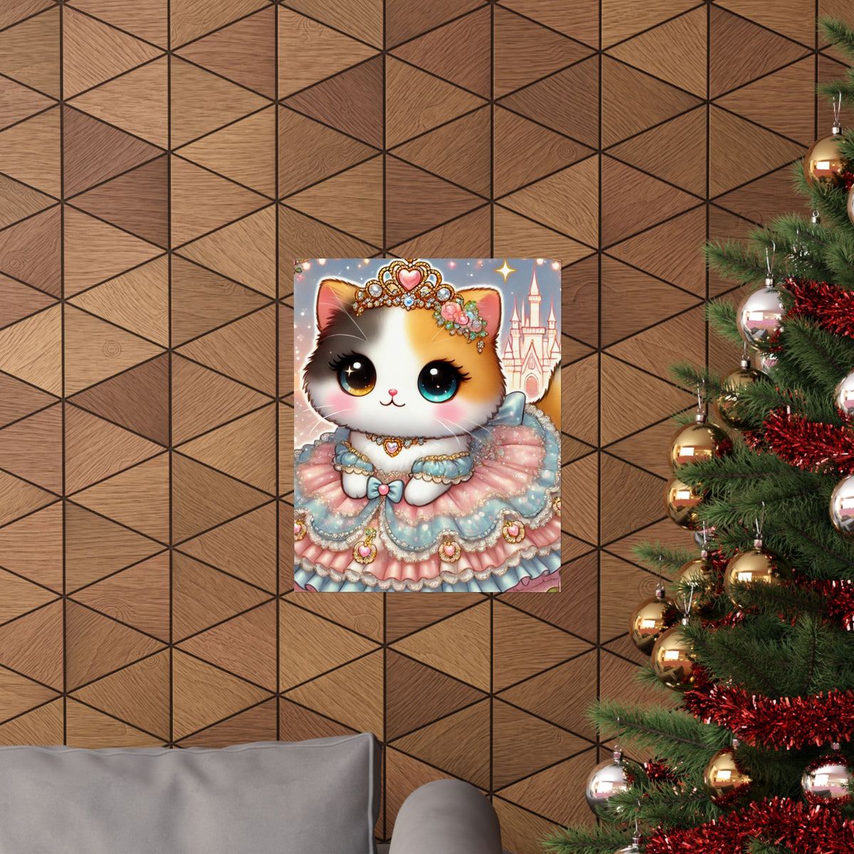 Pastel Princess Calico Cat Fantasy Wall Art Poster