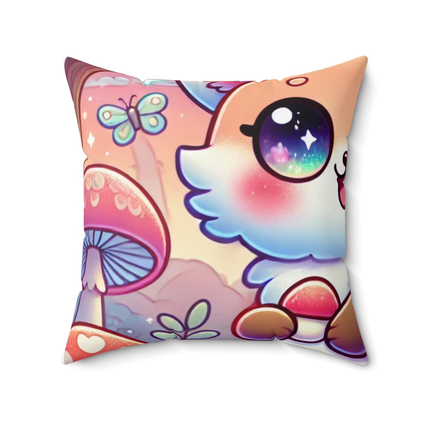 Pastel Woodland Fox Mushroom Kawaii Decorative Pillow