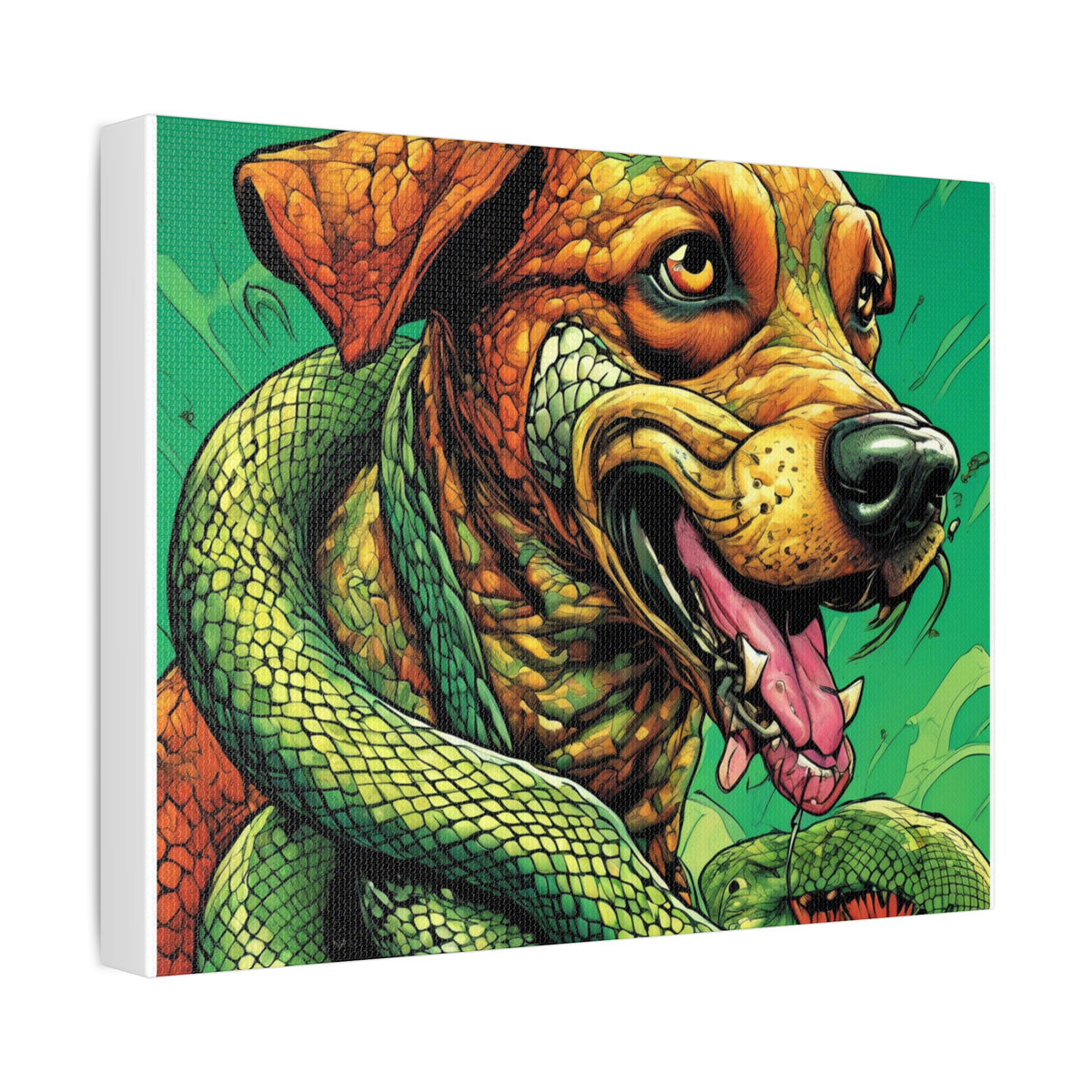 Serpent Guardian Dog Bold Fantasy Creature Canvas Art