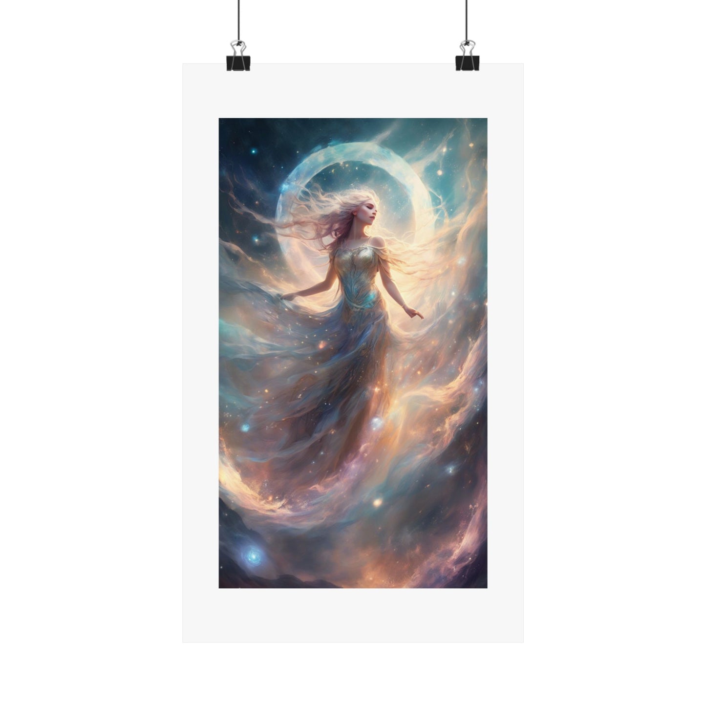 Moonlit Celestial Dancer Fantasy Portrait Poster