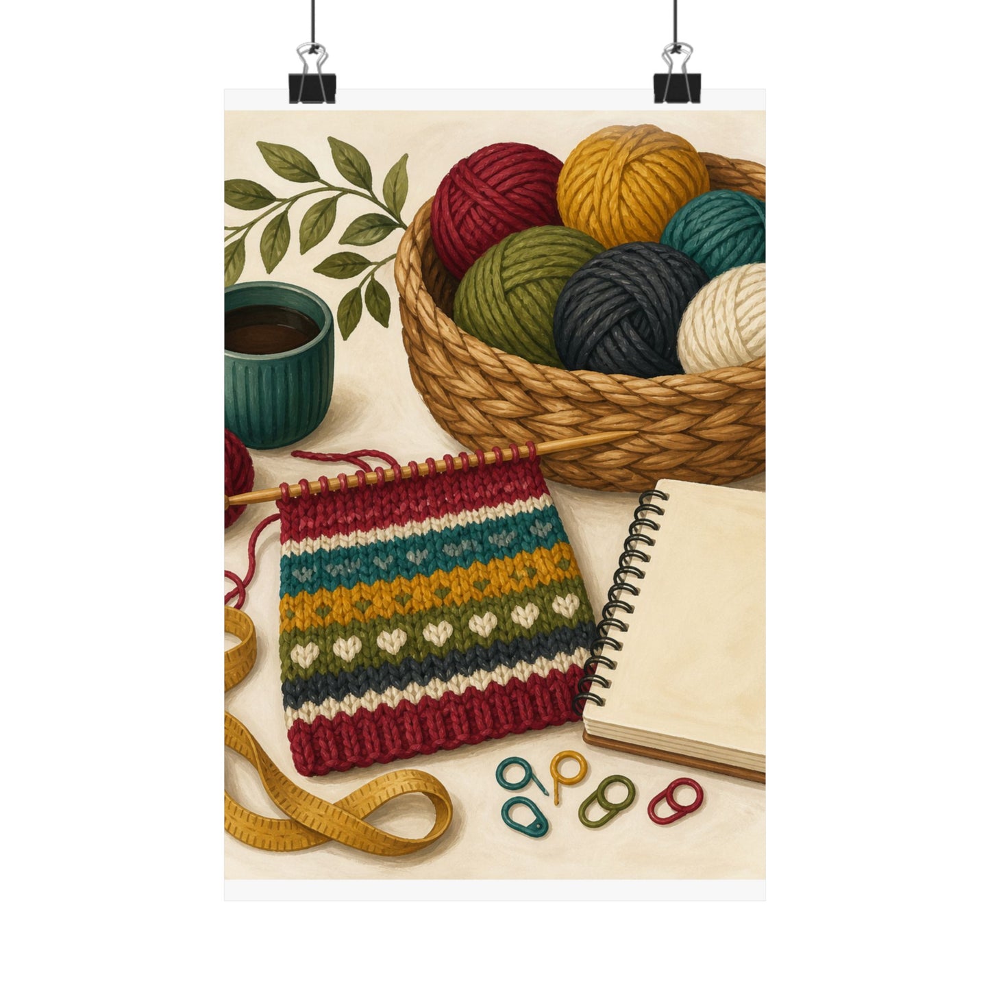 Cozy Knitting and Yarn Hobby Art Poster
