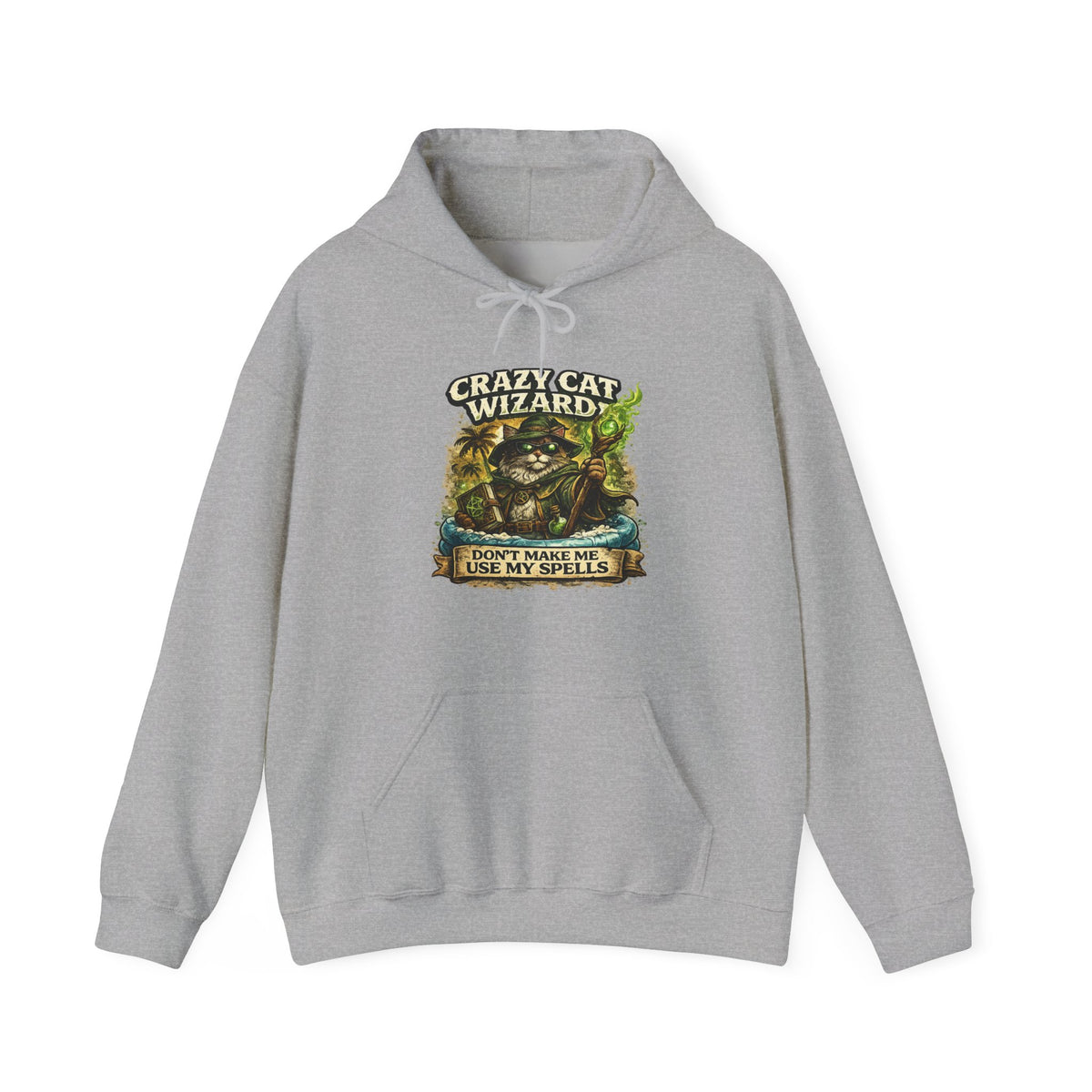 Crazy Cat Wizard Funny Fantasy Magic Hoodie