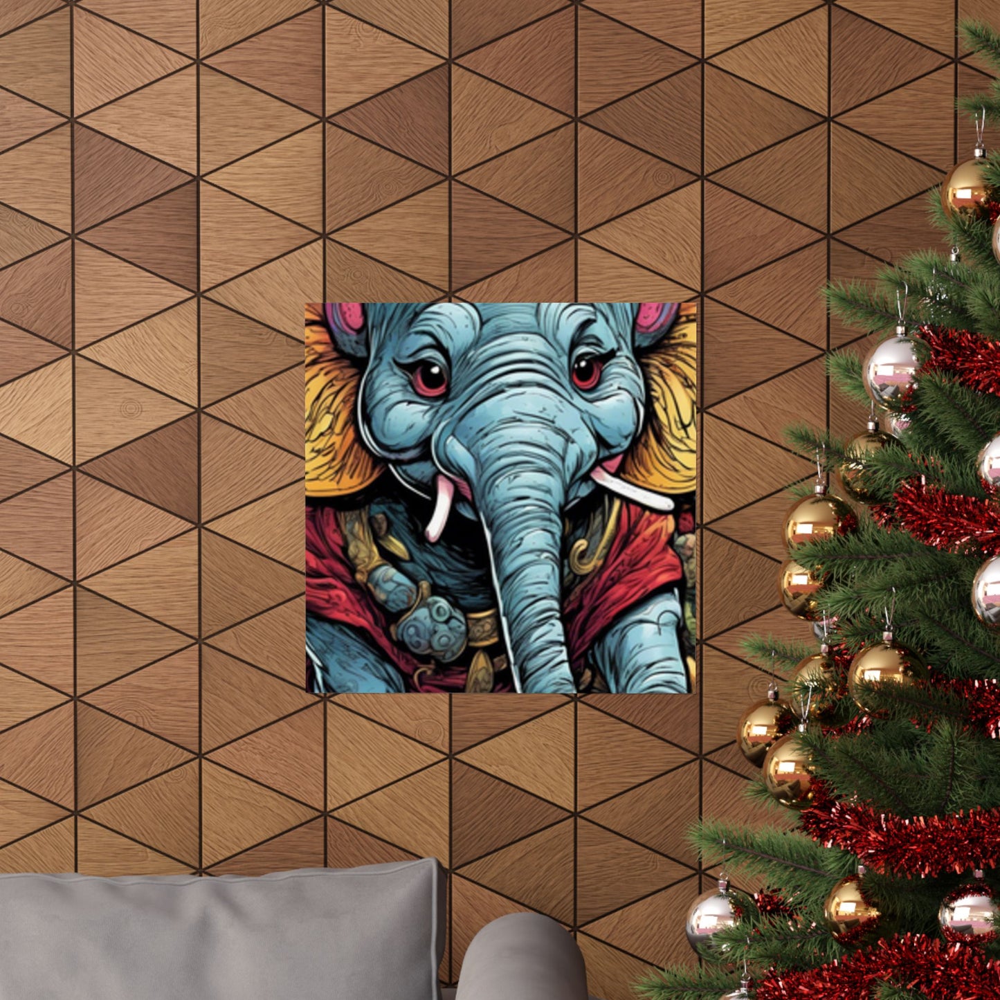 Colorful Elephant Garden Parade Wildlife Wall Art Poster